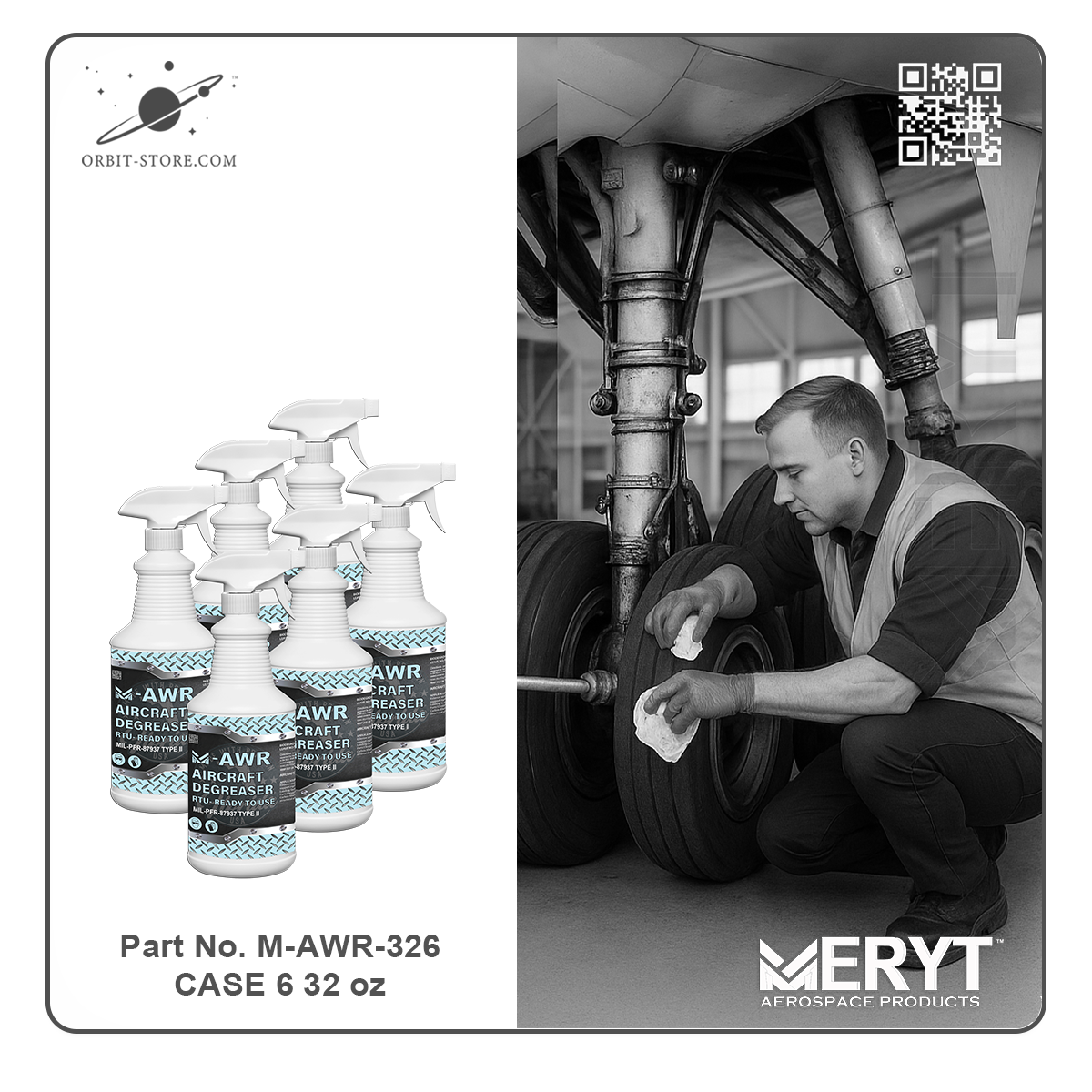 M-AWR-326 Aircraft Degreaser MIL-PRF-87937D Type II CASE 6 32oz Spray Botle