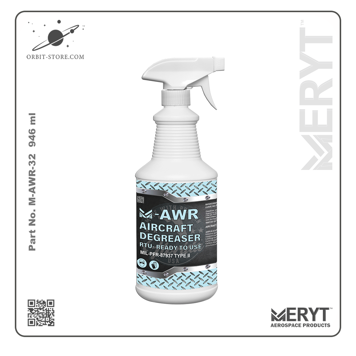 M-AWR-32 Aircraft Degreaser MIL-PRF-87937D Type II 32oz Spray Bottle