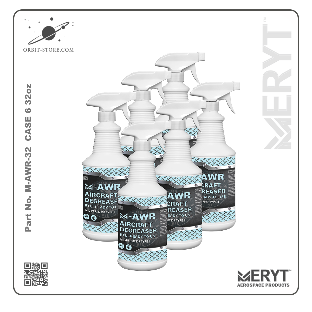 M-AWR-326 Aircraft Degreaser MIL-PRF-87937D Type II CASE 6 32oz Spray Botle