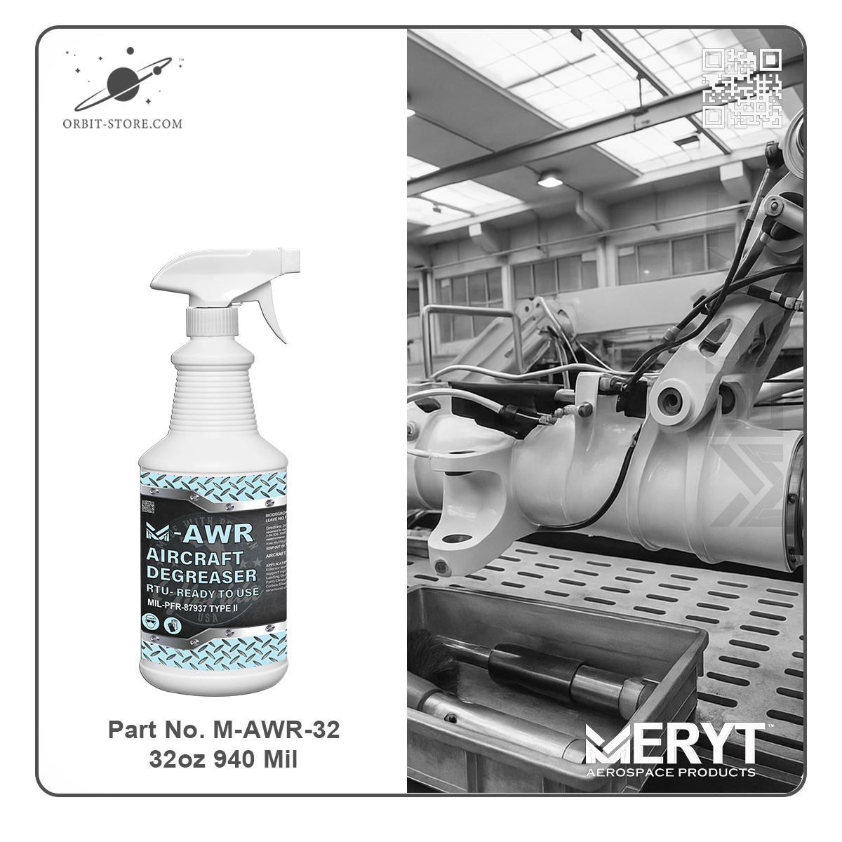 M-AWR-32 Aircraft Degreaser MIL-PRF-87937D Type II 32oz Spray Bottle