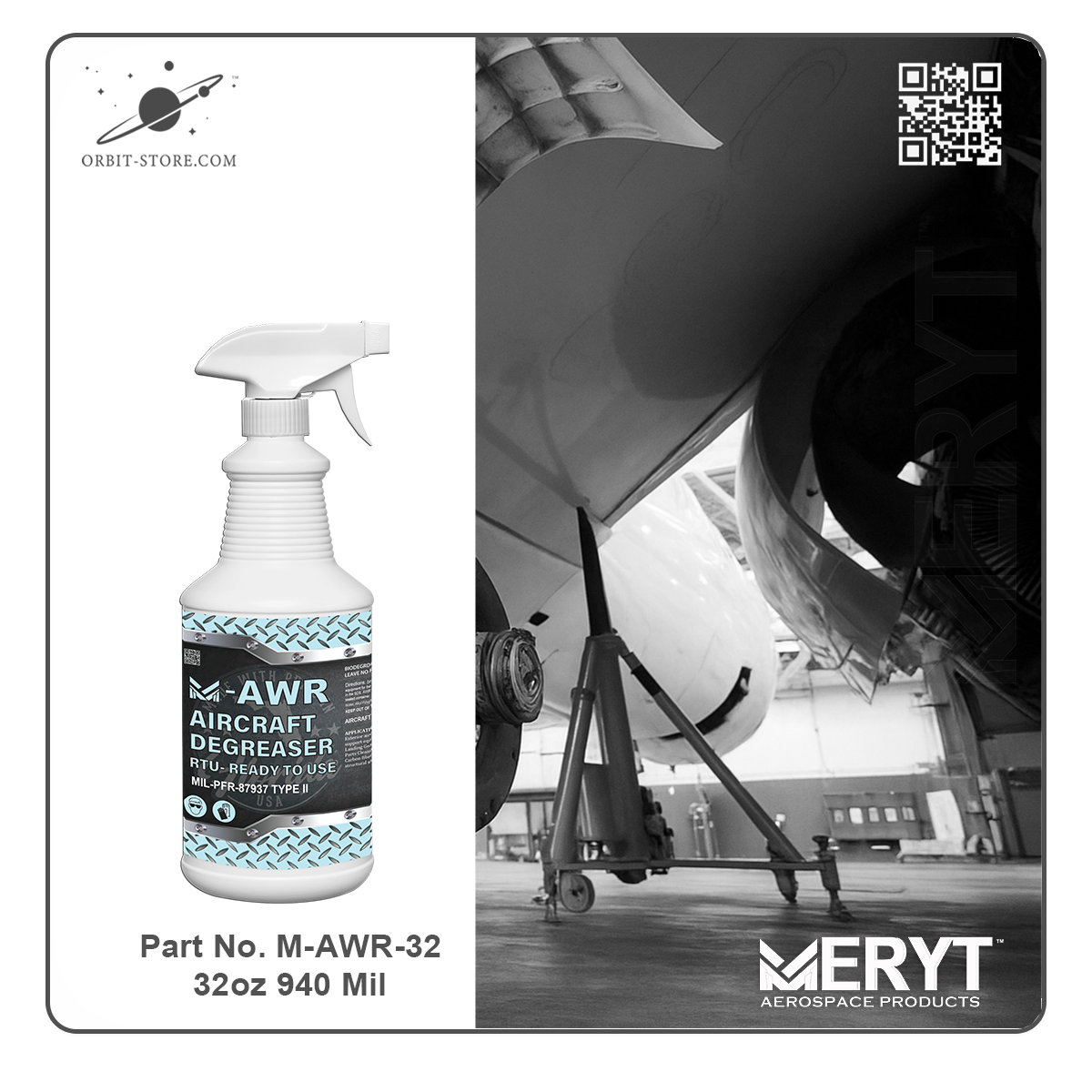 M-AWR-32 Aircraft Degreaser MIL-PRF-87937D Type II 32oz Spray Bottle