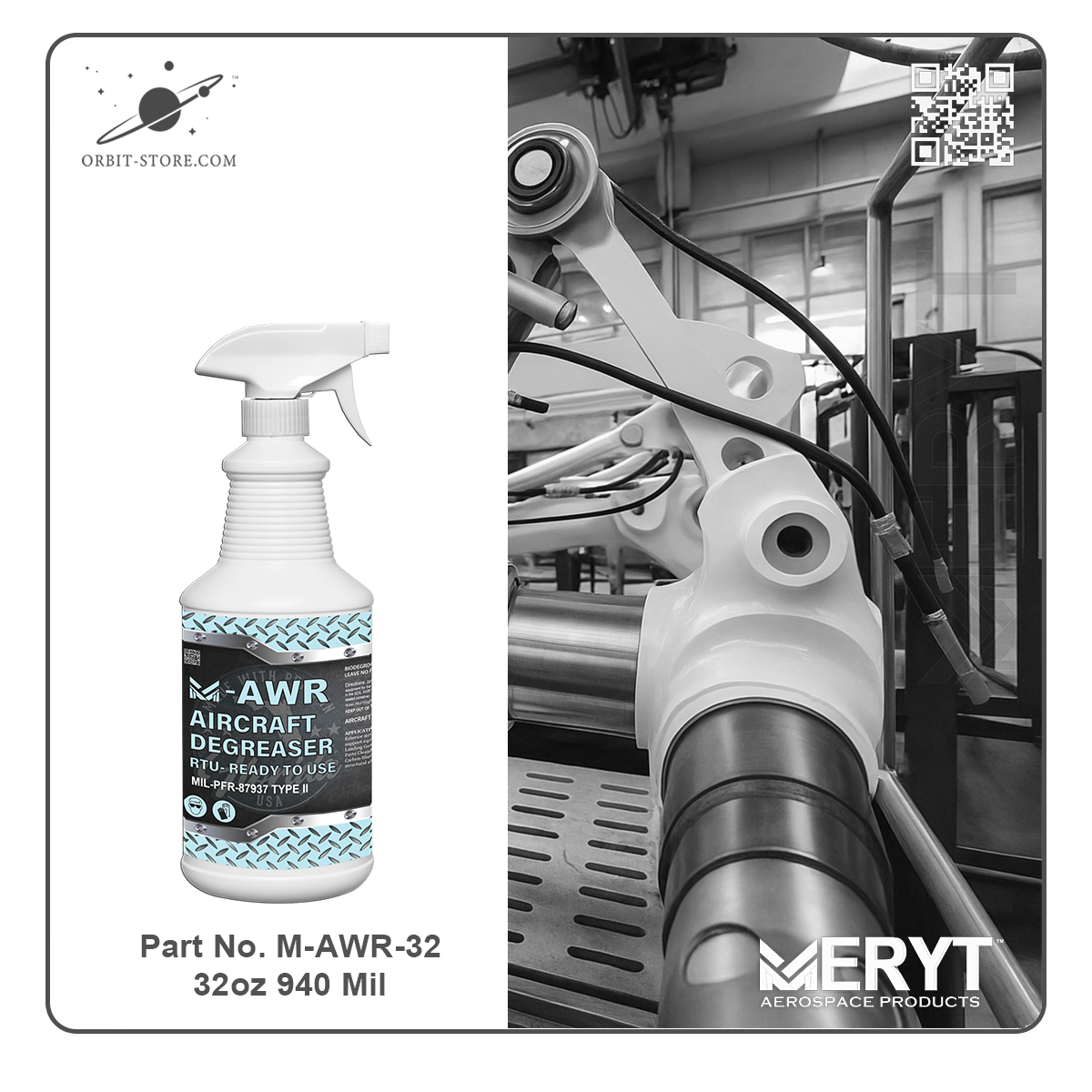 M-AWR-32 Aircraft Degreaser MIL-PRF-87937D Type II 32oz Spray Bottle