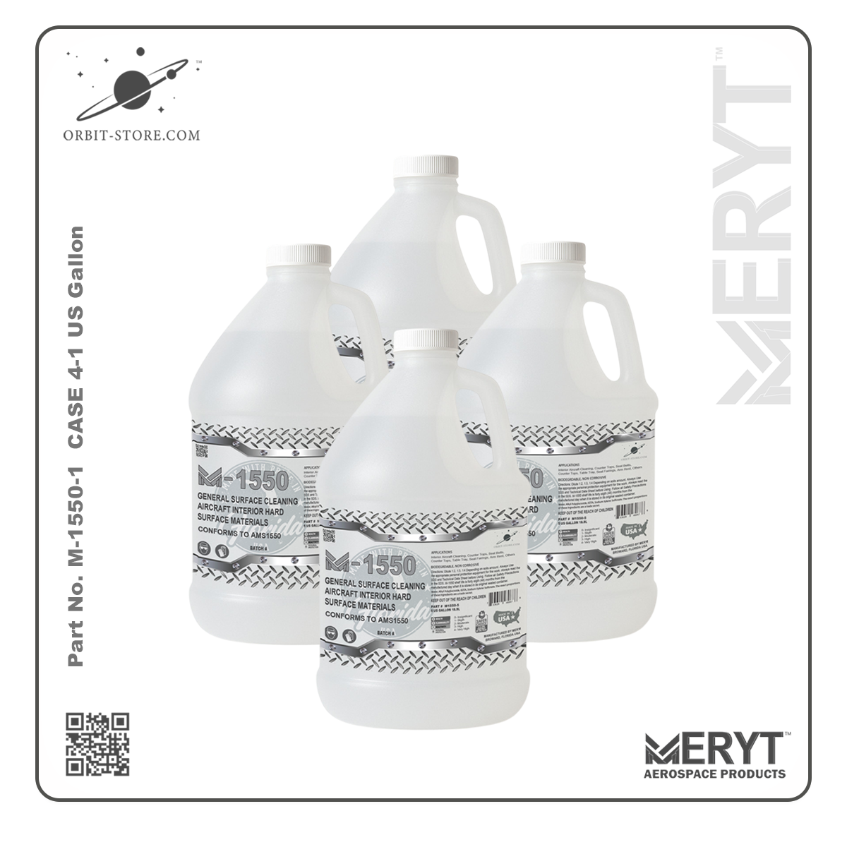 M1550-14 Aircraft Interior Hard Surfaces Cleaner AMS1550 CASE 4-1 Gallon