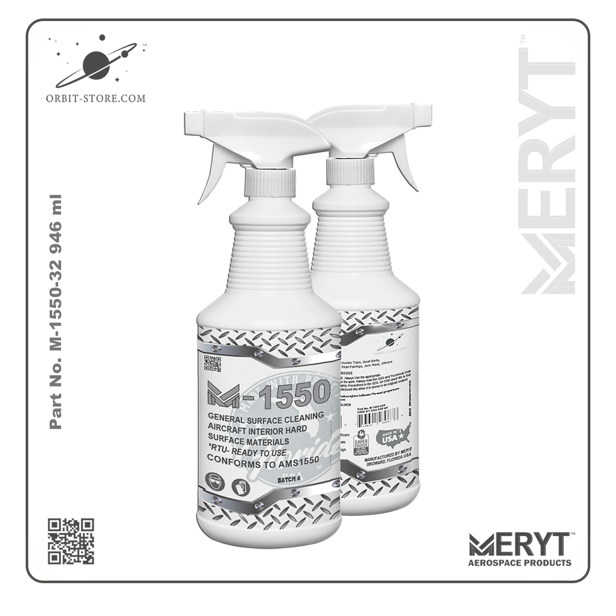 M1550-32 Aircraft Interior Hard Surfaces Cleaner AMS1550 32oz 946ml