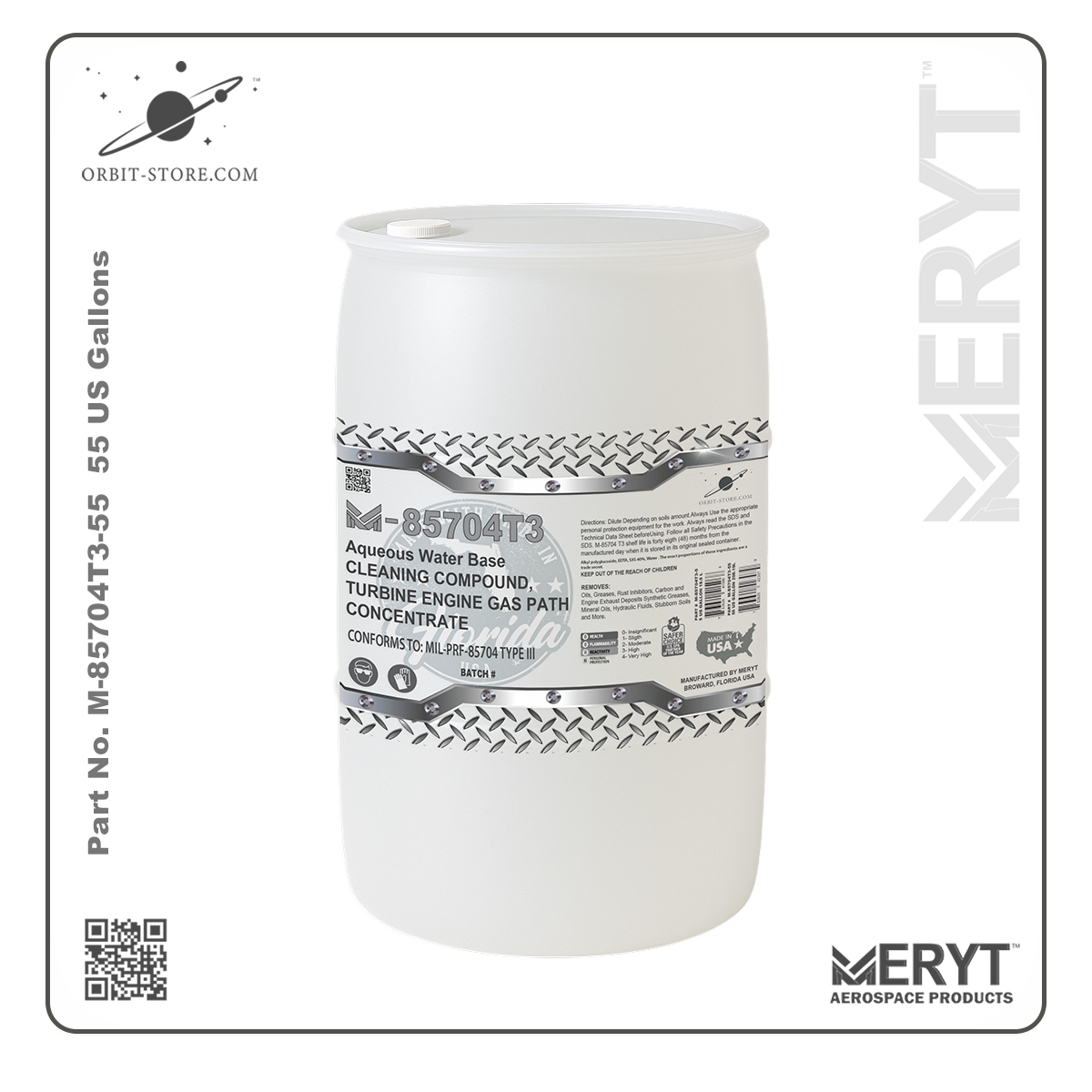 M85704T3-55 Turbine Engine Cleaner MIL-PRF-85704C TYPE III CONCENTRATED 55 US Gallons