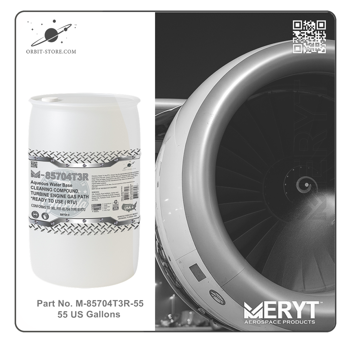 M85704T3R-55 Turbine Engine Cleaner MIL-PRF-85704C Type III RTU READY TO USE 55 US Gallons