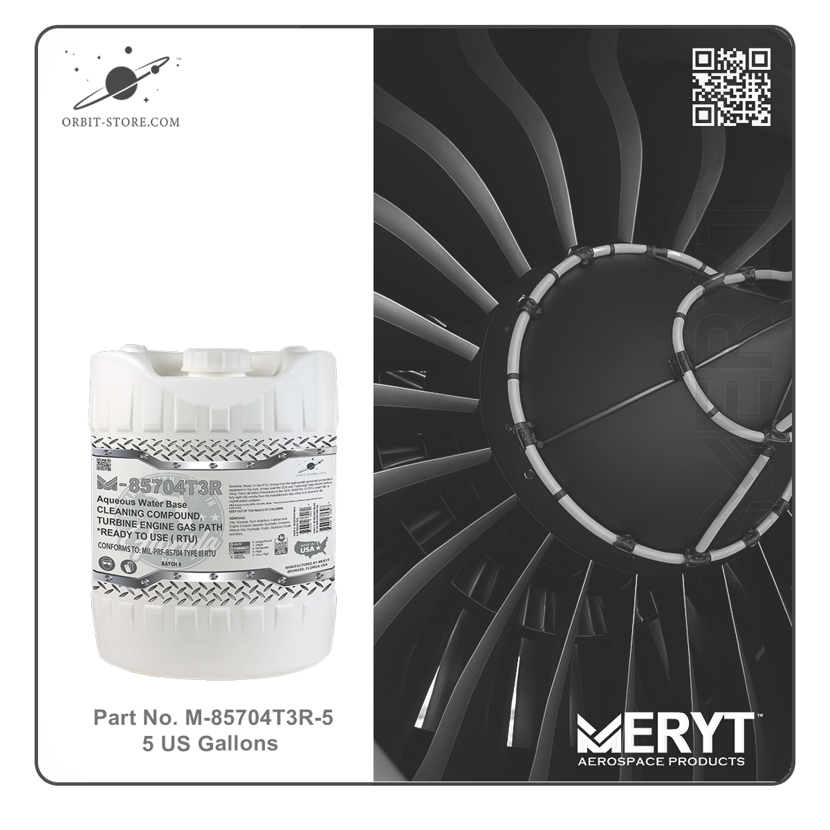 M85704T3R-5 Turbine Engine Cleaner MIL-PRF-85704C Type III RTU READY TO USE 5 US Gallons