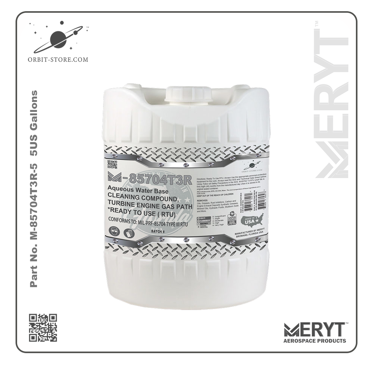 M85704T3R-5 Turbine Engine Cleaner MIL-PRF-85704C Type III RTU READY TO USE 5 US Gallons
