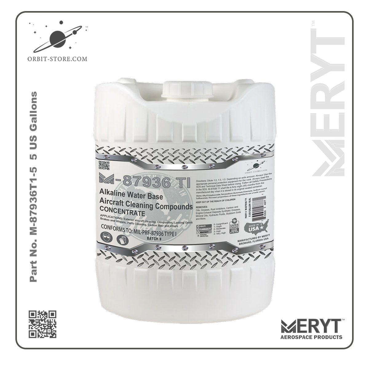 M87936T1-5 Concentrated Aircraft Exterior Cleaning Compound MILPRF-87936 Type I 5 US Gallons