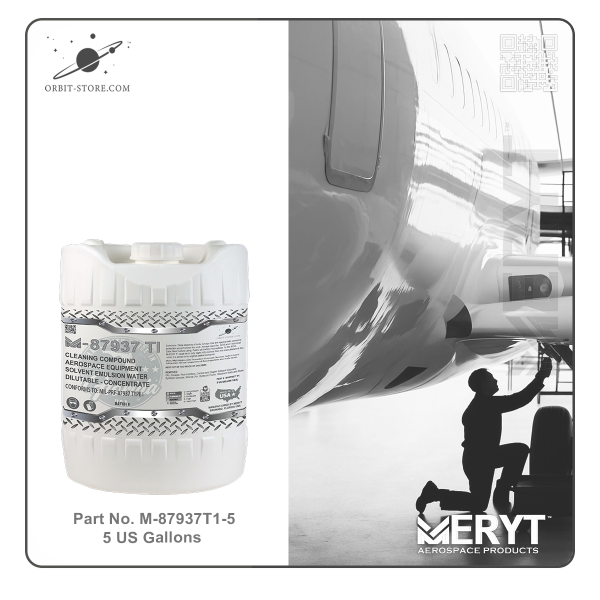 M87937T1-5 MIL-PRF-87937 Type I Solvent Emulsion Aircraft Cleaning Compound 5-Gallon