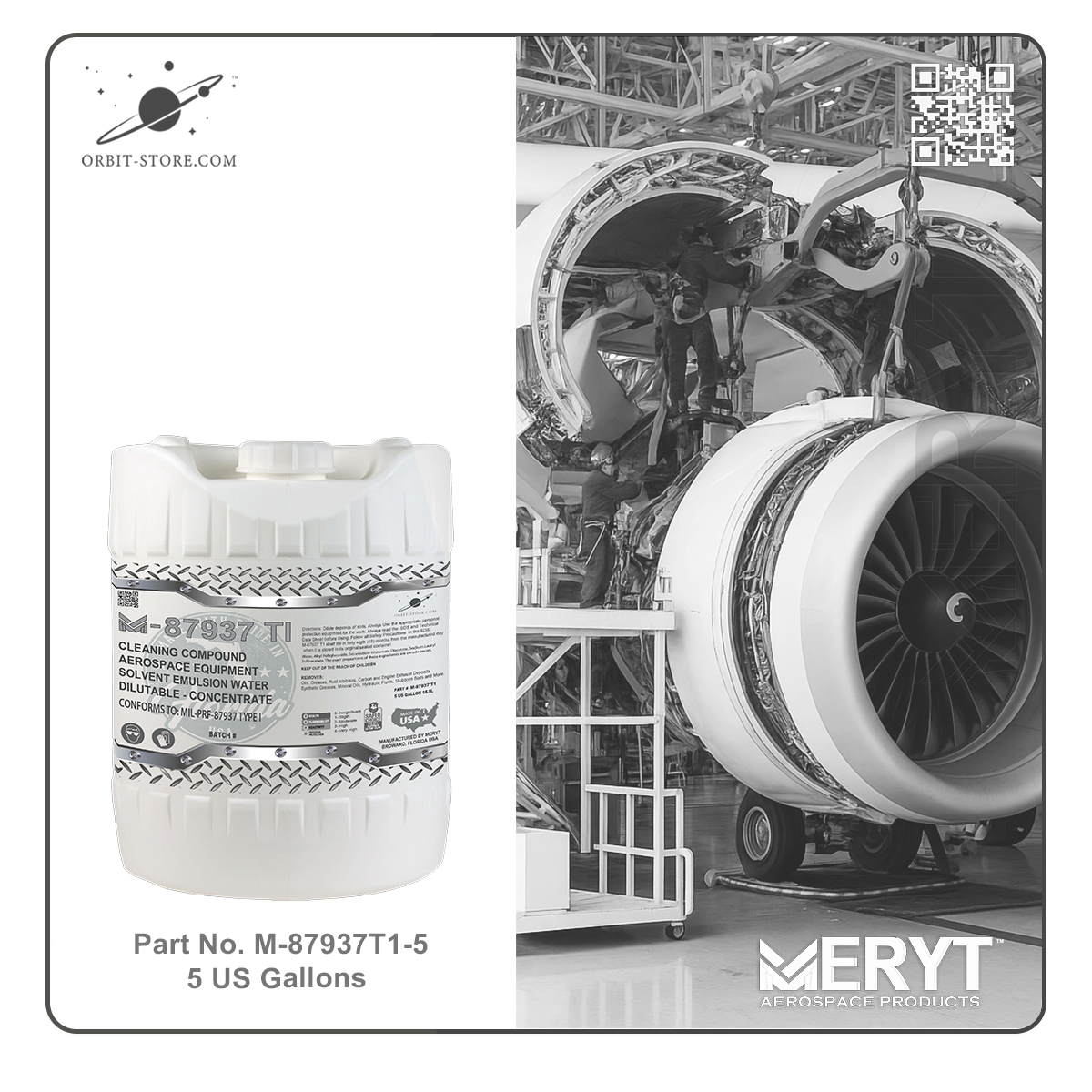 M87937T1-5 MIL-PRF-87937 Type I Solvent Emulsion Aircraft Cleaning Compound 5-Gallon