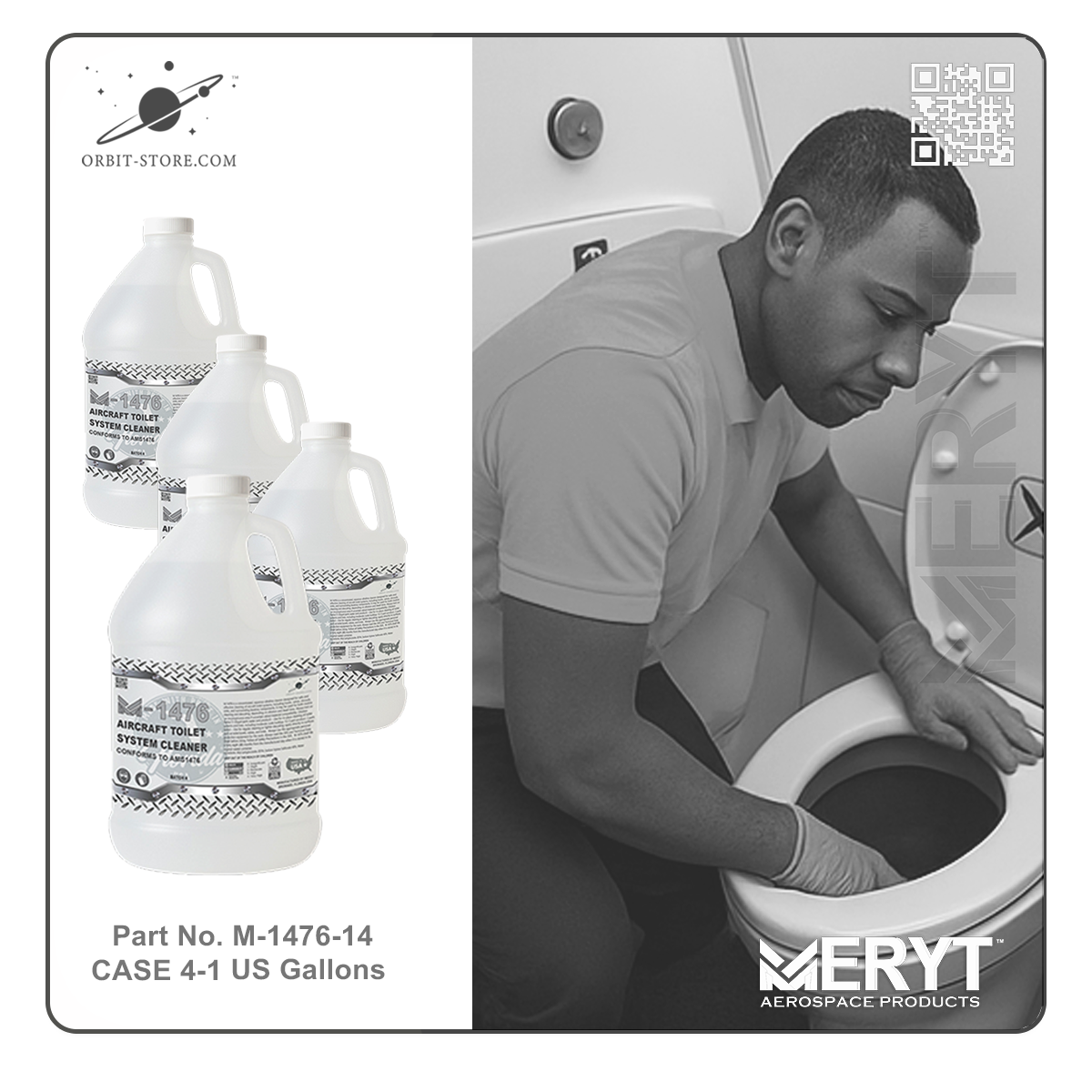 M1476-14 Aircraft Toilet Systems Cleaner AMS1476 CASE 4-1 Gallon