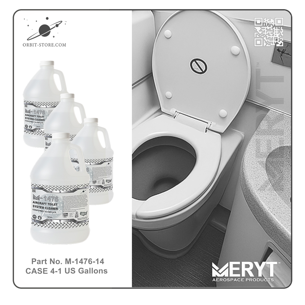 M1476-14 Aircraft Toilet Systems Cleaner AMS1476 CASE 4-1 Gallon