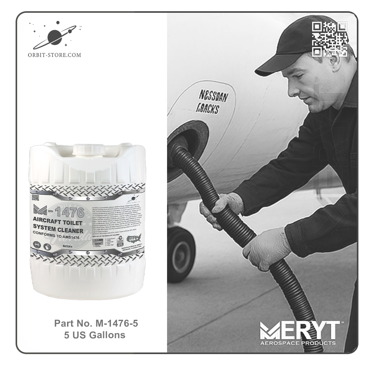 M1476-5 Aircraft Toilet Systems Cleaner AMS1476 5 US Gallons 18.9L