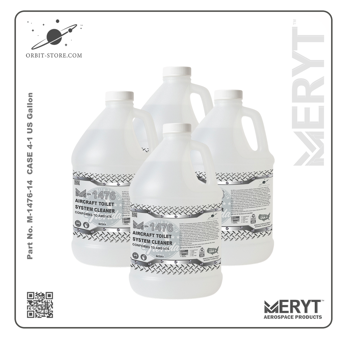 M1476-14 Aircraft Toilet Systems Cleaner AMS1476 CASE 4-1 Gallon
