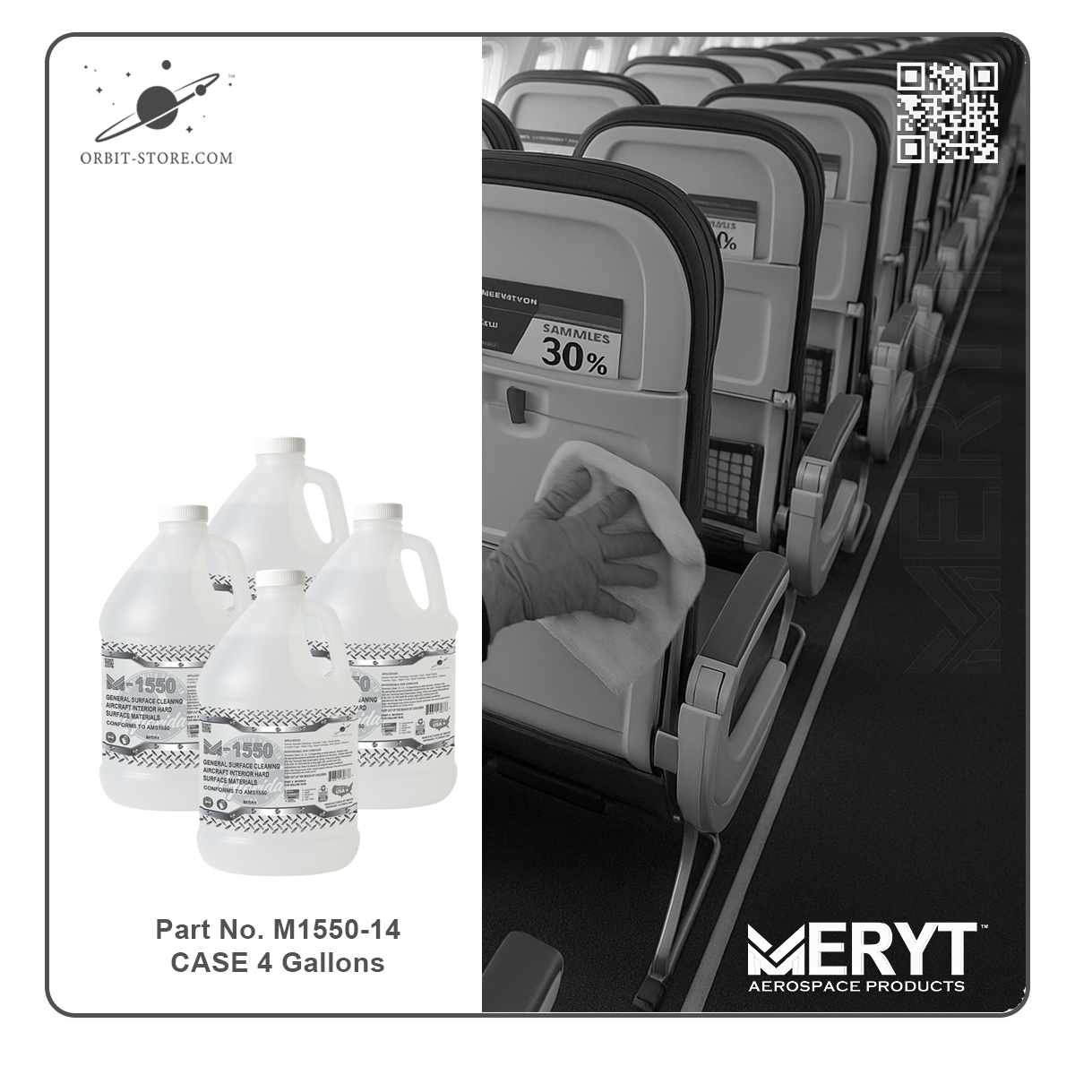 M1550-14 Aircraft Interior Hard Surfaces Cleaner AMS1550 CASE 4-1 Gallon