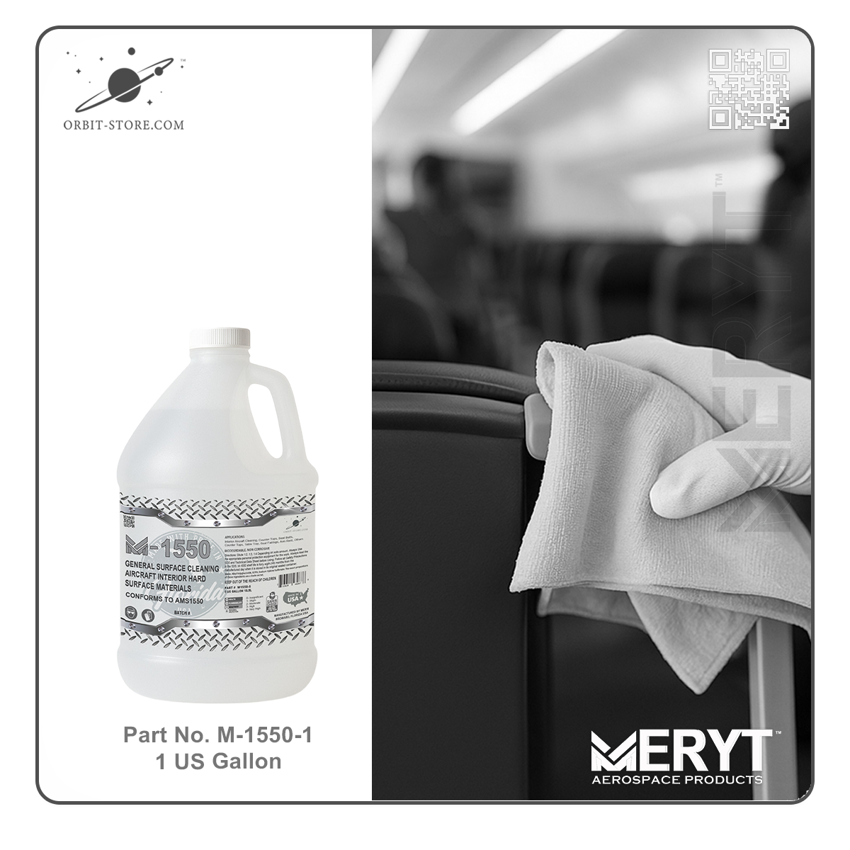 M1550-1 Aircraft Interior Hard Surfaces Cleaner Water Base AMS1550 1 US Gallon