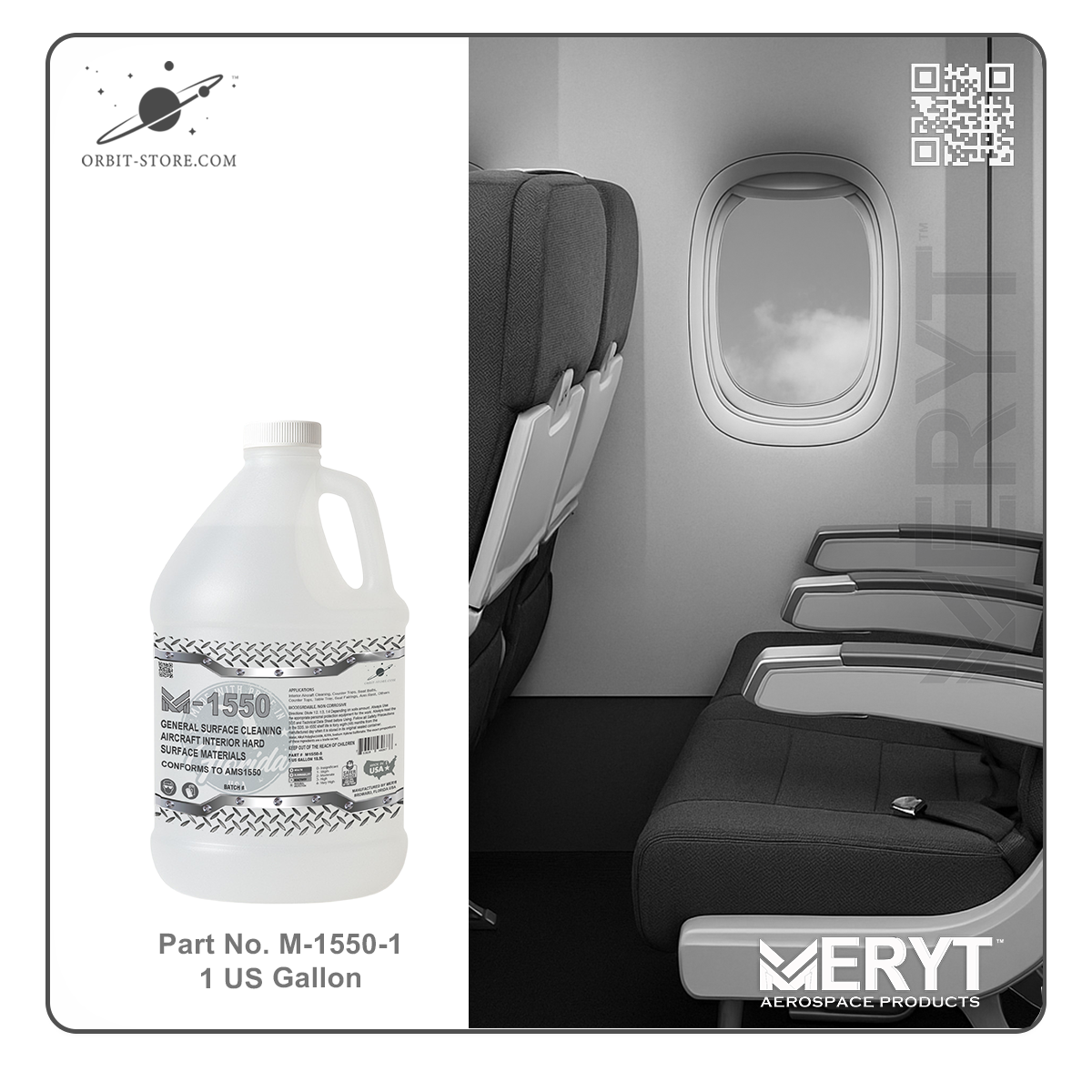 M1550-1 Aircraft Interior Hard Surfaces Cleaner Water Base AMS1550 1 US Gallon