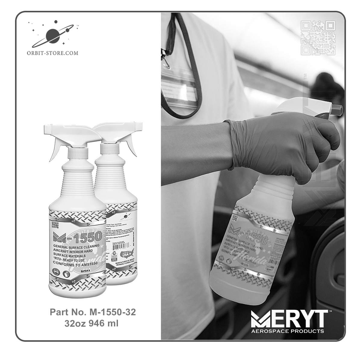M1550-32 Aircraft Interior Hard Surfaces Cleaner AMS1550 32oz 946ml