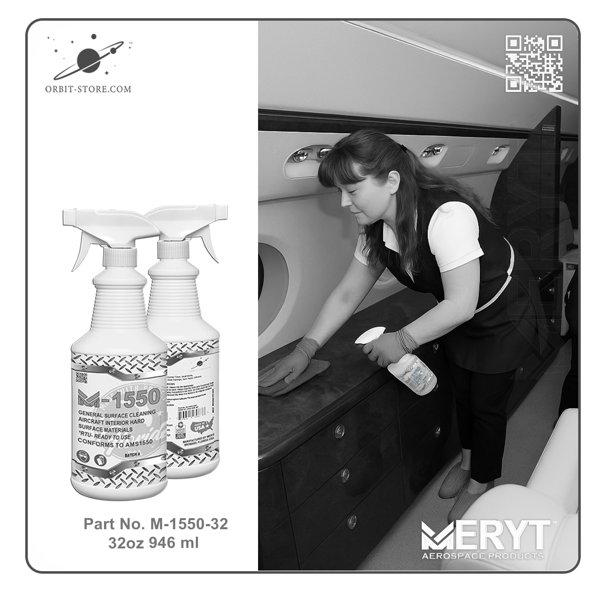 M1550-32 Aircraft Interior Hard Surfaces Cleaner AMS1550 32oz 946ml