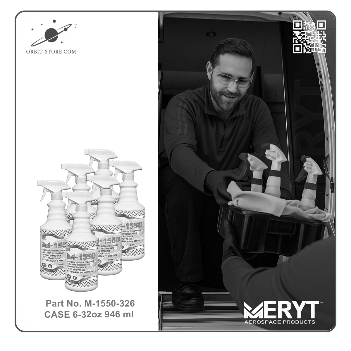 M1550-326 Aircraft Interior Hard Surfaces Cleaner AMS1550 CASE-6 32oz