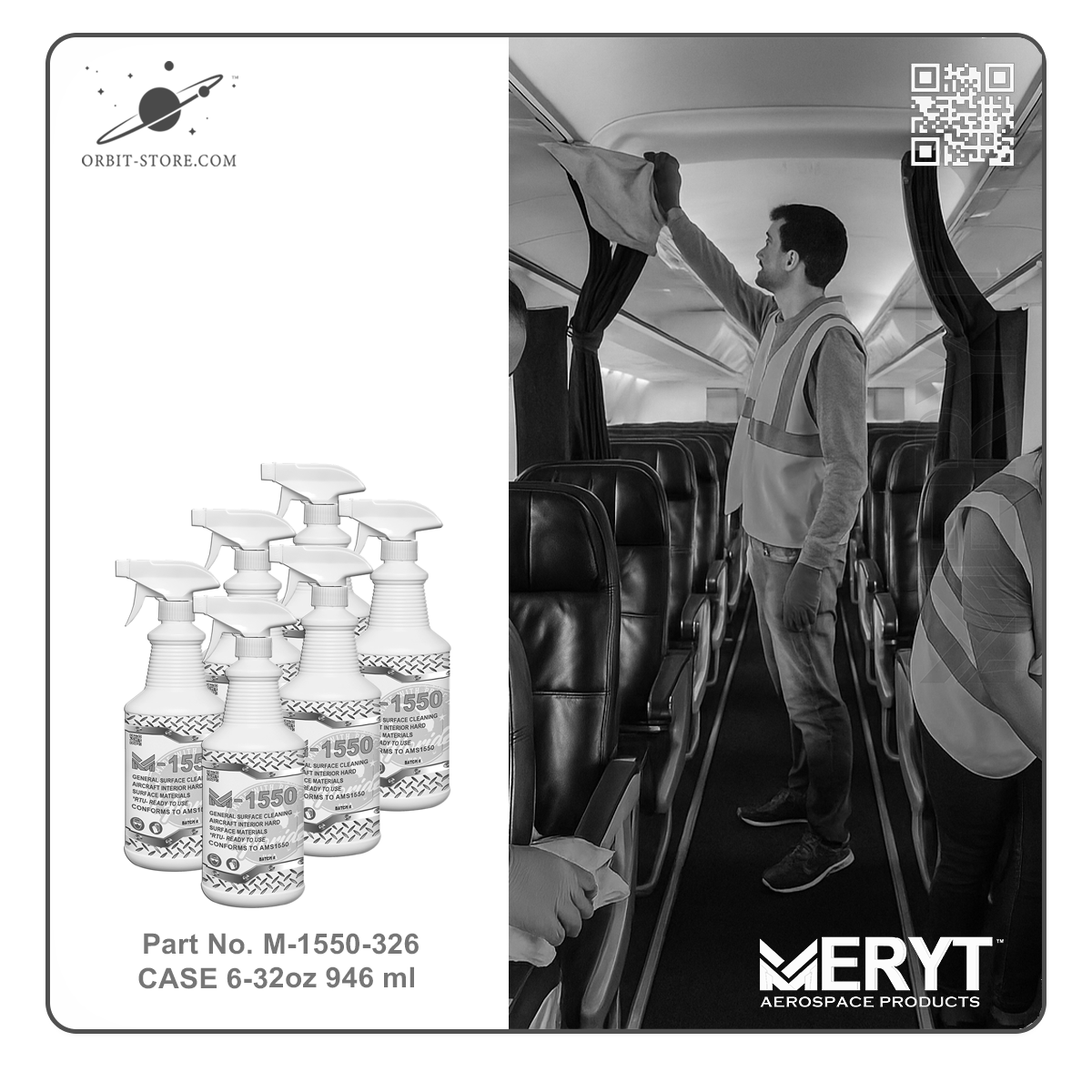 M1550-326 Aircraft Interior Hard Surfaces Cleaner AMS1550 CASE-6 32oz