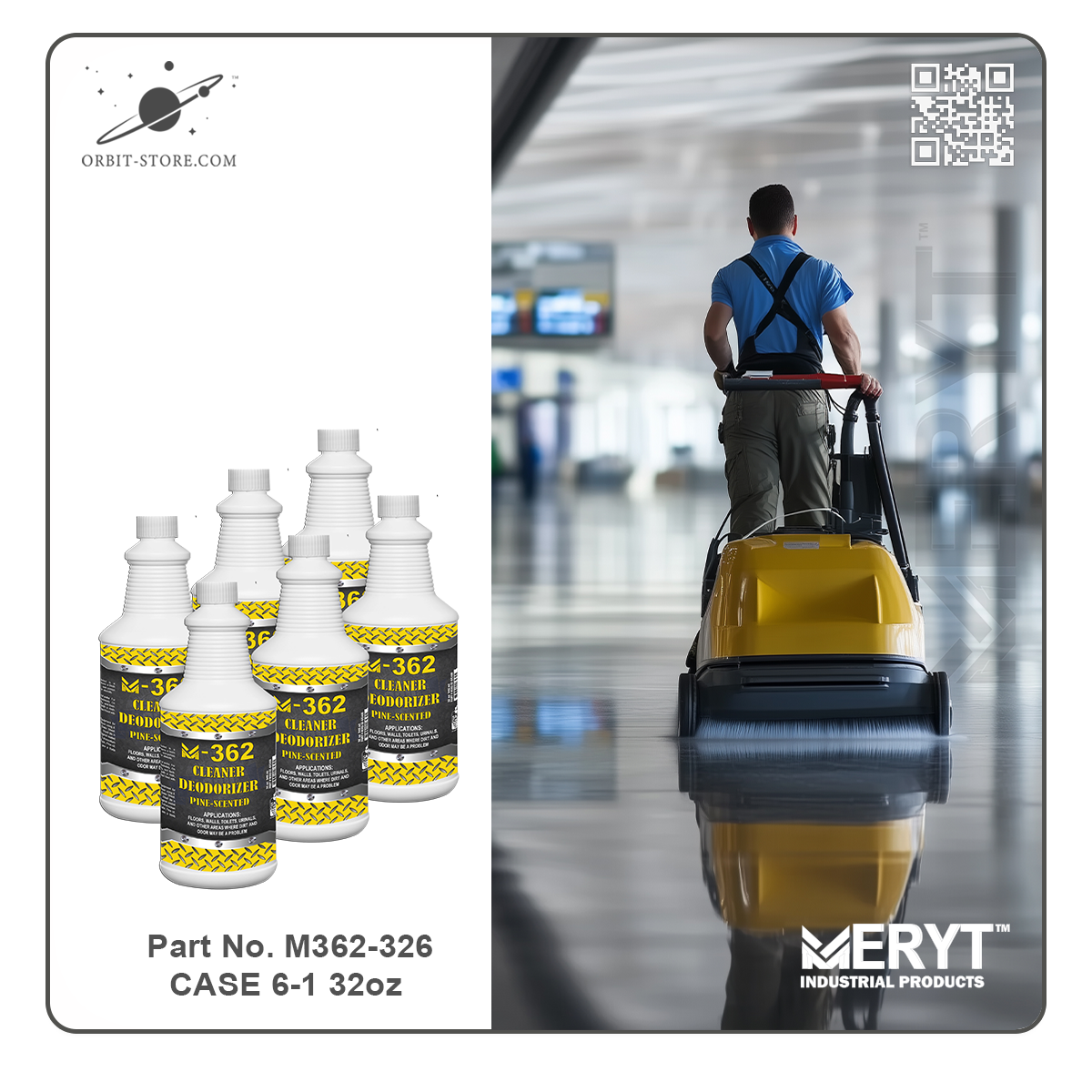 M362-326 Industrial Strength Floor Cleaner and Deodorizer Concentrate - Pine Scent Case of 6 x 32 oz