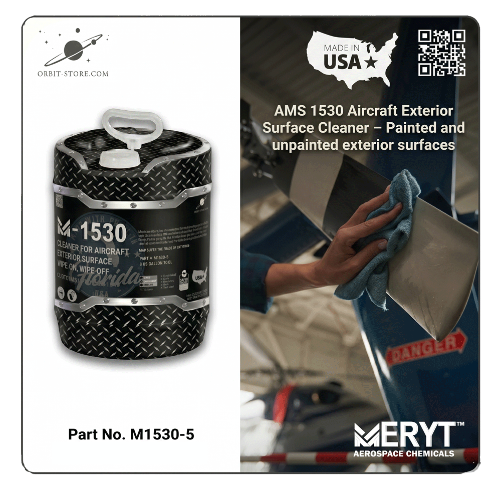 Part No. M-1530-5 – AMS 1530 Aircraft Exterior Cleaner – Wipe-On Wipe-Off Aviation Surface Cleaner (5 Gallon Pail)
