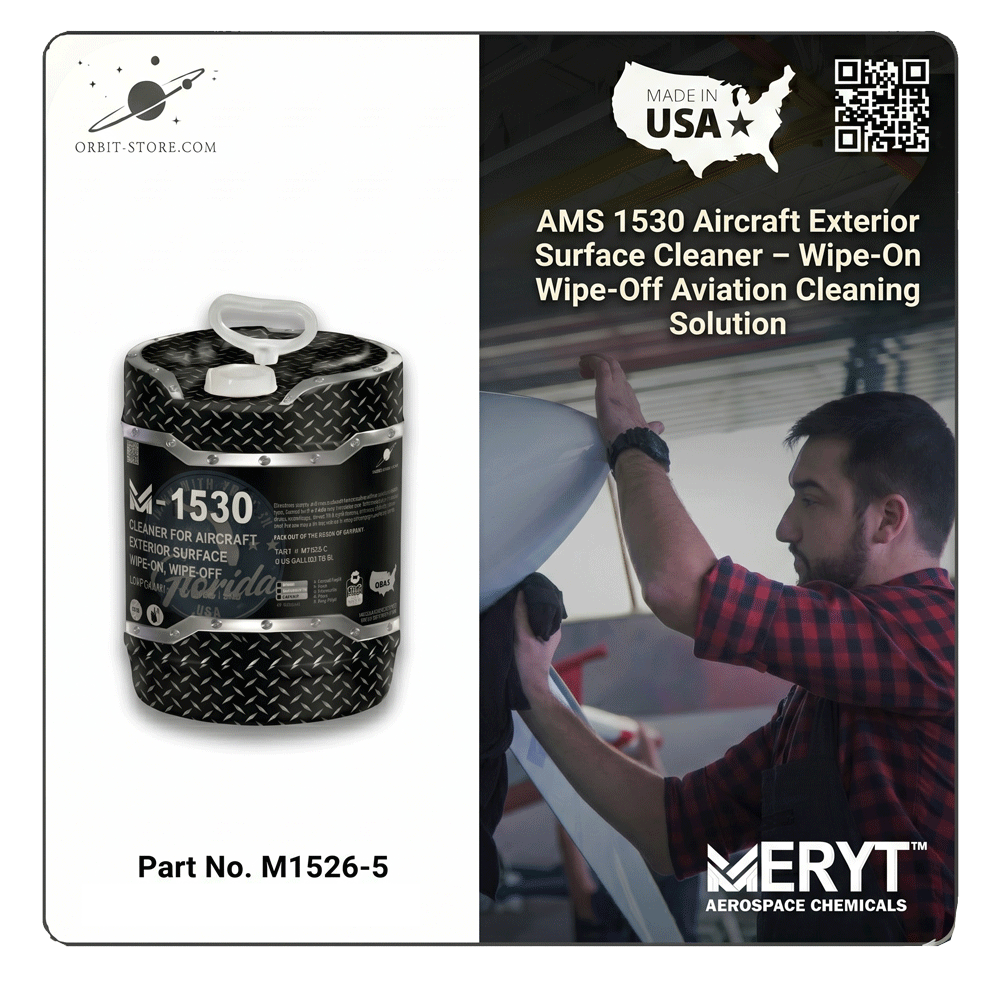Part No. M-1530-5 – AMS 1530 Aircraft Exterior Cleaner – Wipe-On Wipe-Off Aviation Surface Cleaner (5 Gallon Pail)
