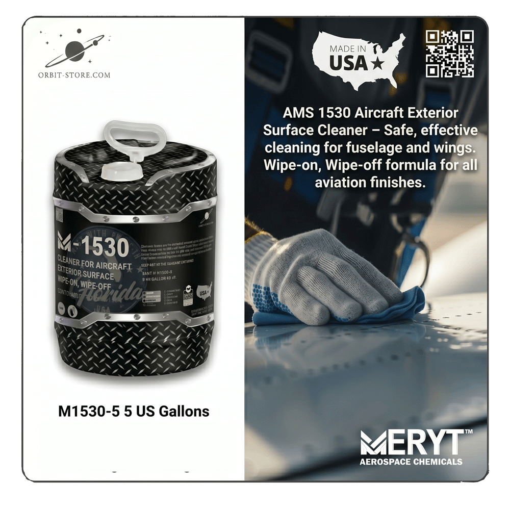 Part No. M-1530-5 – AMS 1530 Aircraft Exterior Cleaner – Wipe-On Wipe-Off Aviation Surface Cleaner (5 Gallon Pail)
