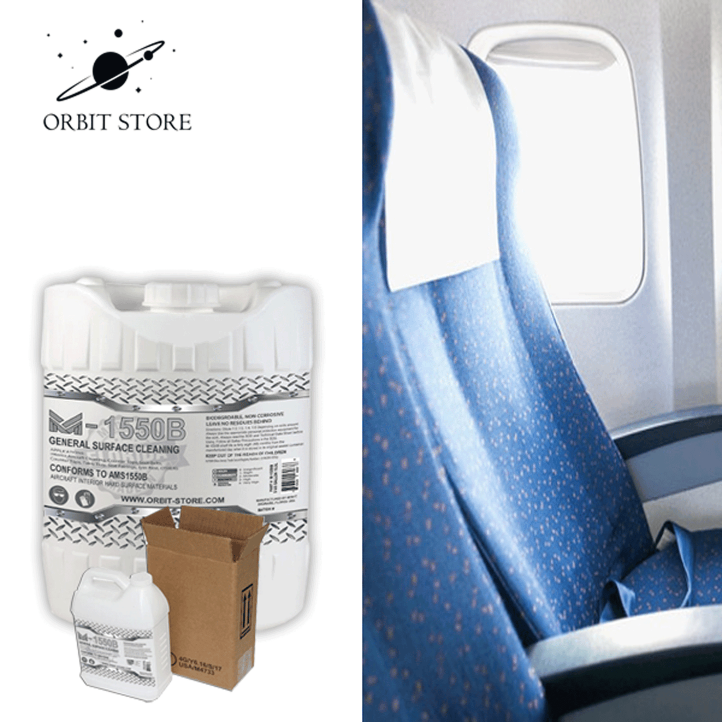 M-1550B Water-Based Cleaner for Aircraft Interior Hard Surfaces Part No. M1550-5