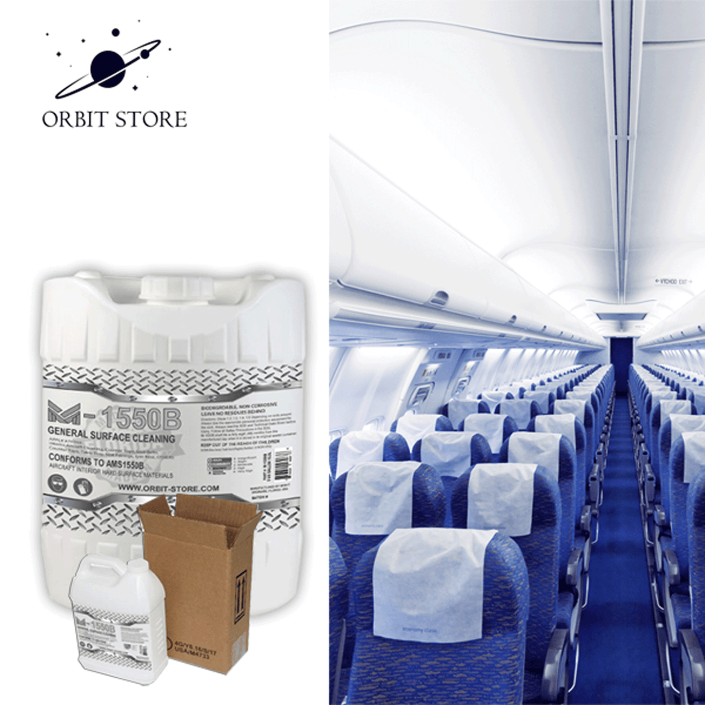 M-1550B Water-Based Cleaner for Aircraft Interior Hard Surfaces Part No. M1550-5