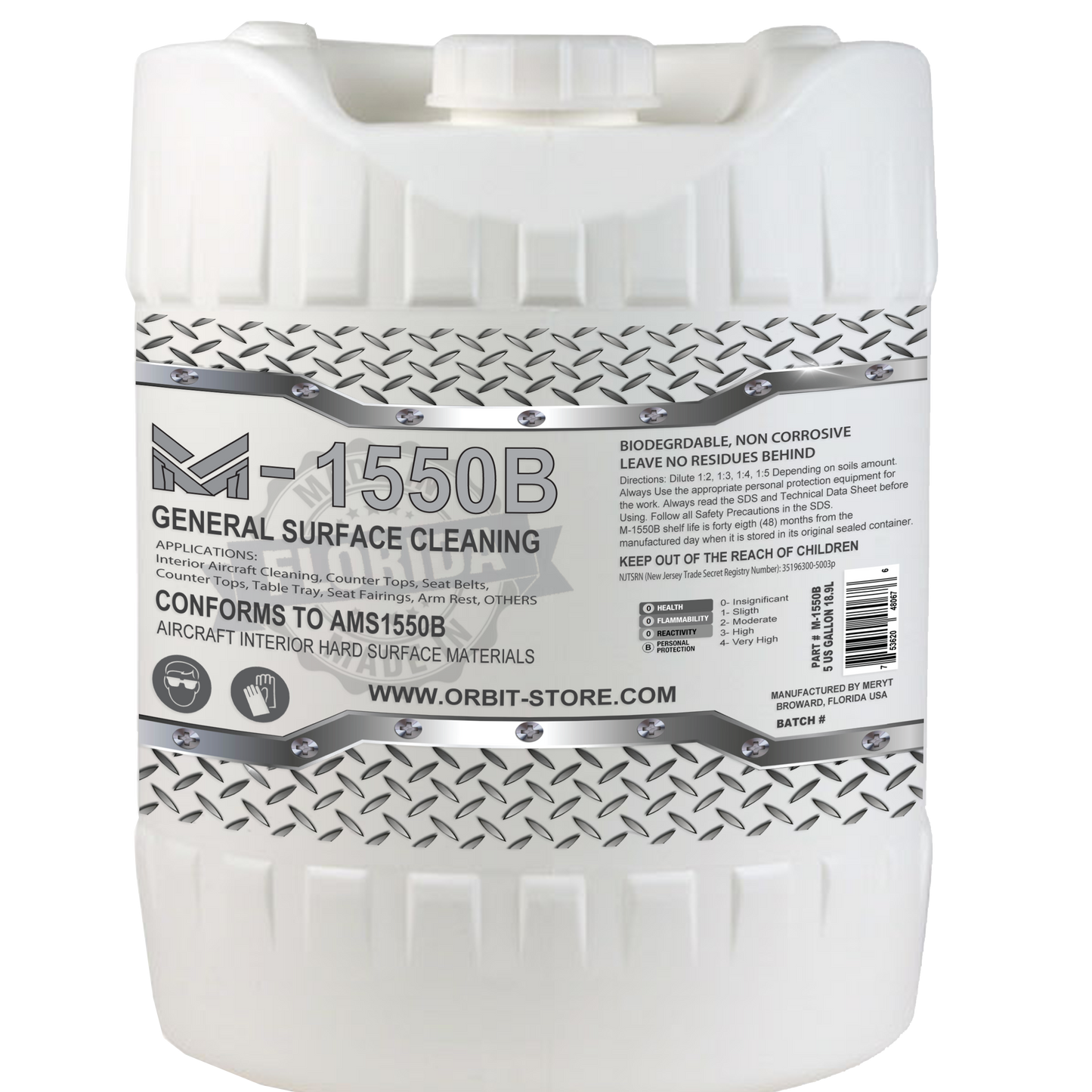 M-1550B Water-Based Cleaner for Aircraft Interior Hard Surfaces Part No. M1550-5