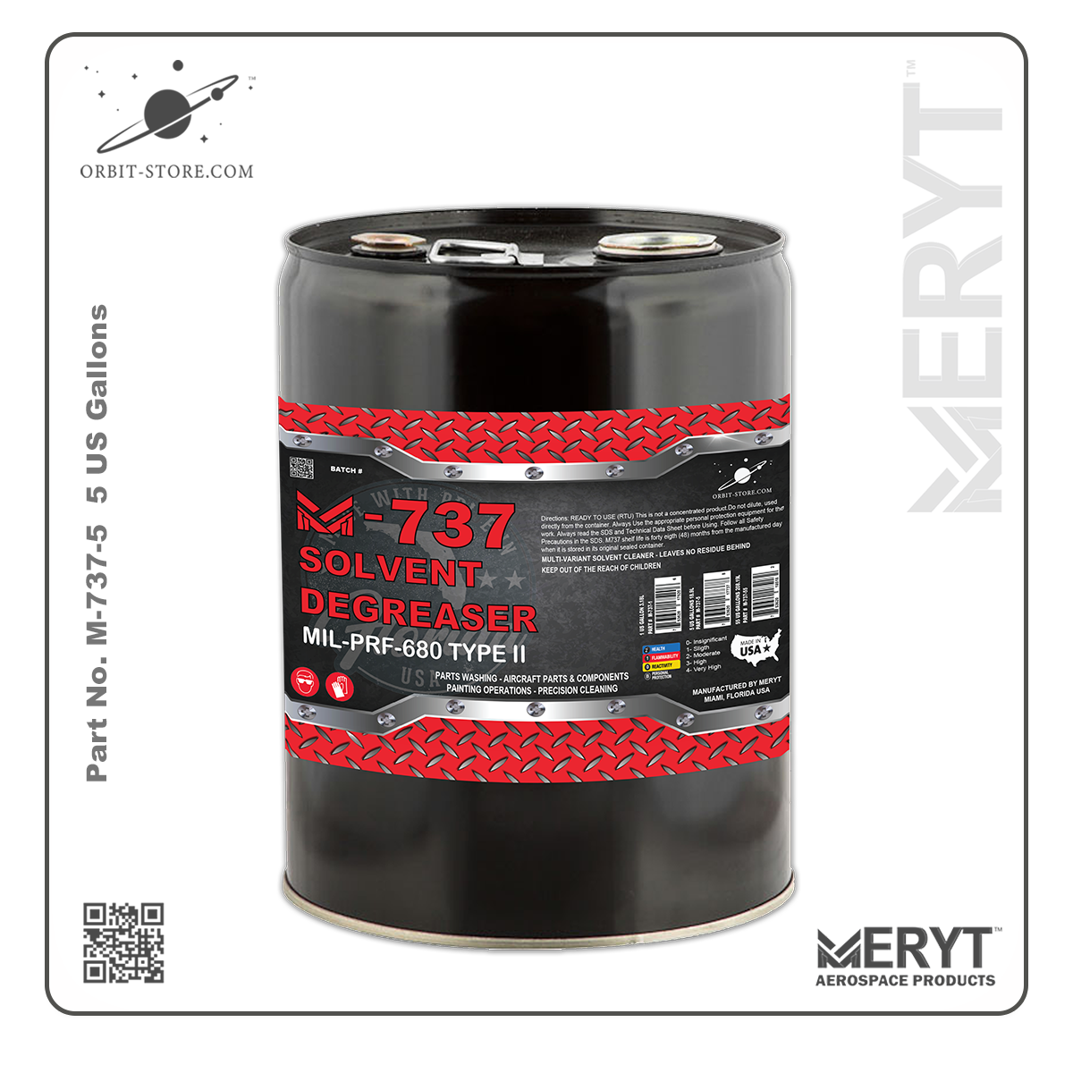 M737-5  DEGREASING SOLVENT MIL PRF 680 TYPE II  5 US Gallons 18.9 L