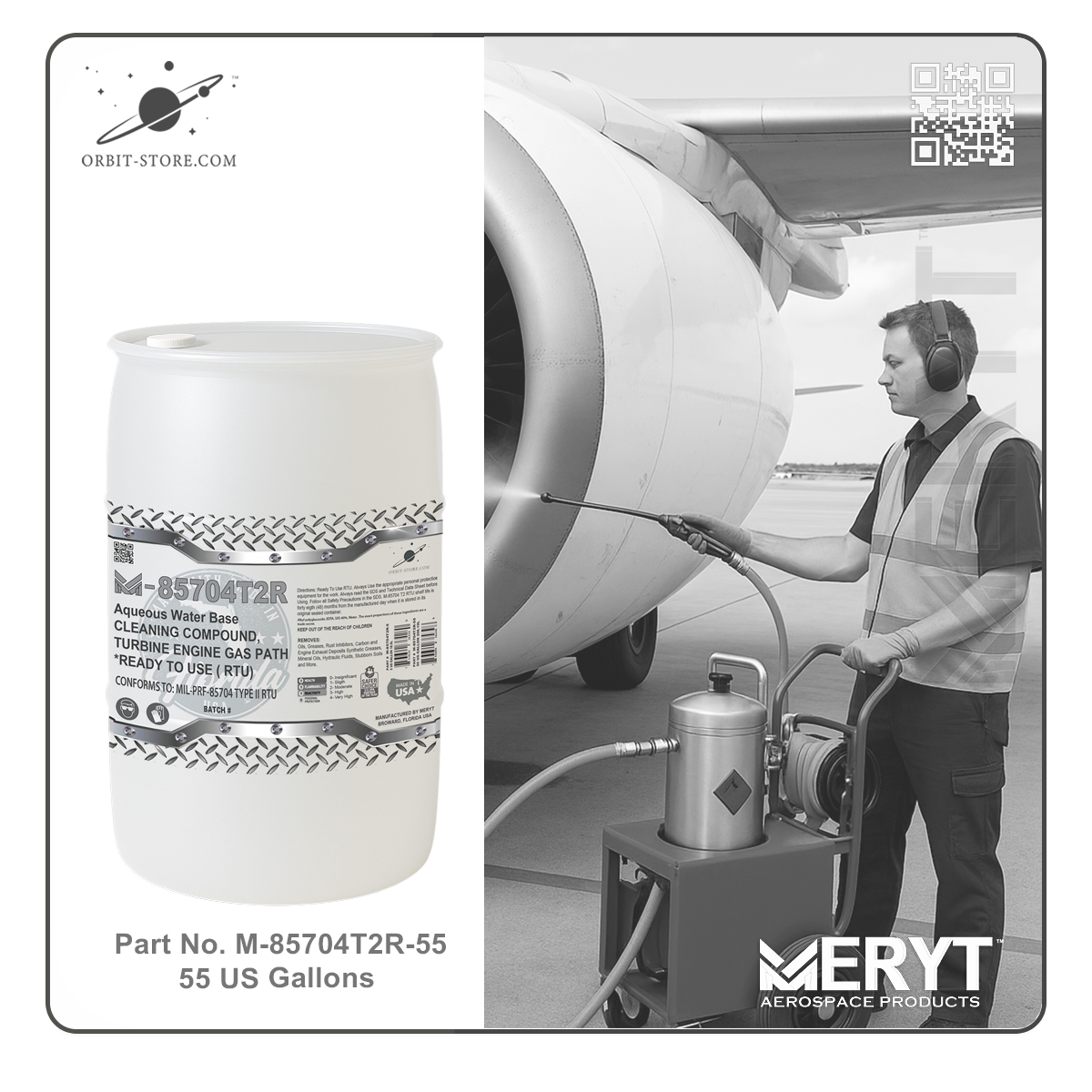 M85704T2R-55 Turbine Engine Cleaner MILPRF-85704C TYPE II RTU - READY TO USE 55 US Gallons