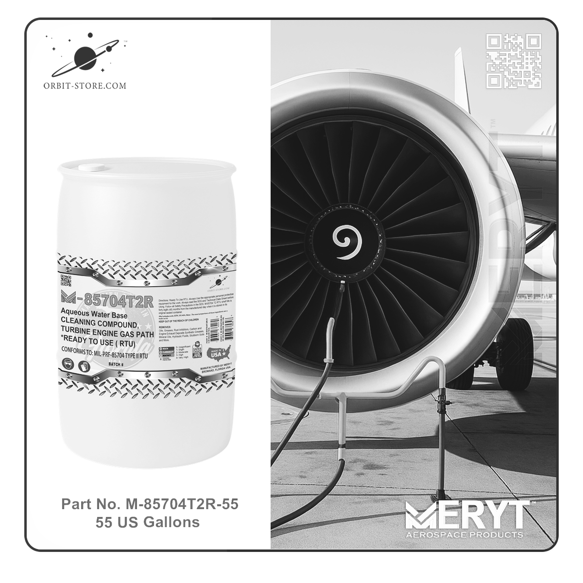 M85704T2R-55 Turbine Engine Cleaner MILPRF-85704C TYPE II RTU - READY TO USE 55 US Gallons