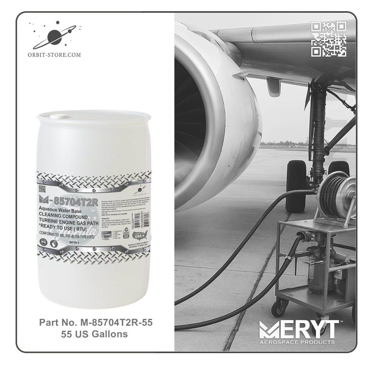 M85704T2R-55 Turbine Engine Cleaner MILPRF-85704C TYPE II RTU - READY TO USE 55 US Gallons