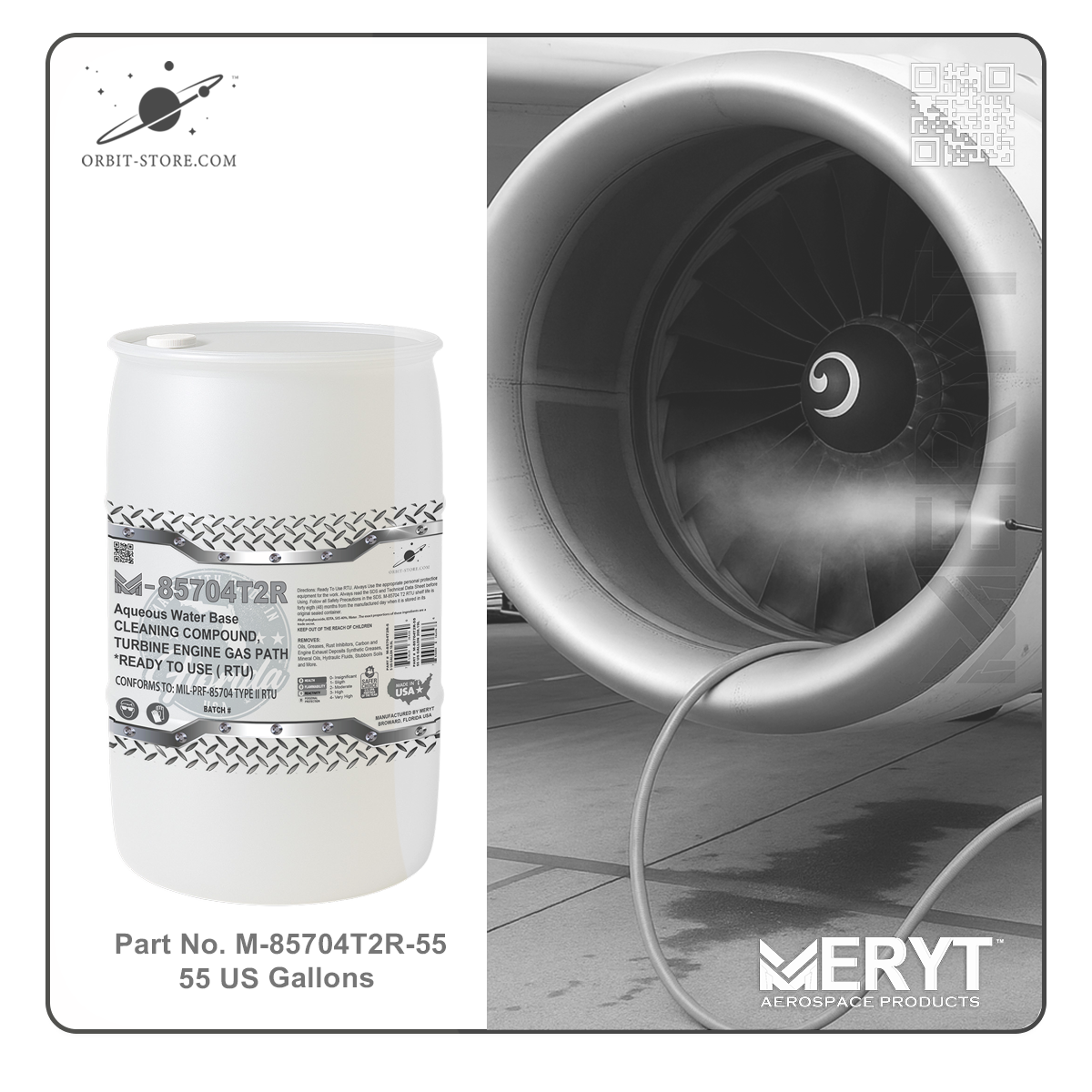 M85704T2R-55 Turbine Engine Cleaner MILPRF-85704C TYPE II RTU - READY TO USE 55 US Gallons