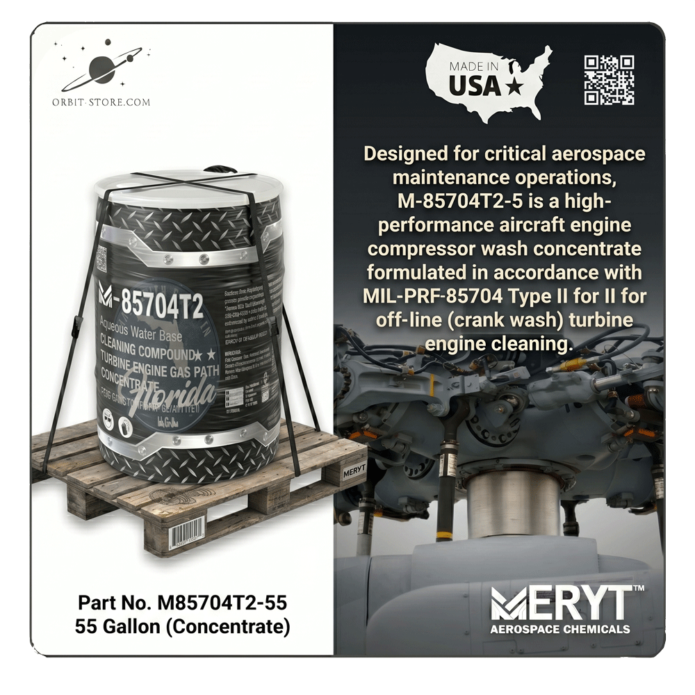 MIL-PRF-85704 Type II Aircraft Engine Compressor Wash – M-85704T2-55 Turbine Gas Path Cleaner (55 Gallon Drum)