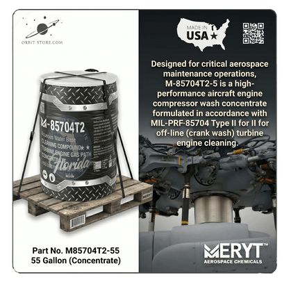 MIL-PRF-85704 Type II Aircraft Engine Compressor Wash – M-85704T2-55 Turbine Gas Path Cleaner (55 Gallon Drum)