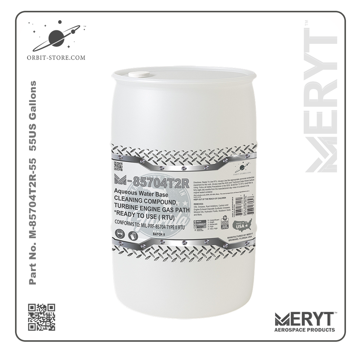 M85704T2R-55 Turbine Engine Cleaner MILPRF-85704C TYPE II RTU - READY TO USE 55 US Gallons