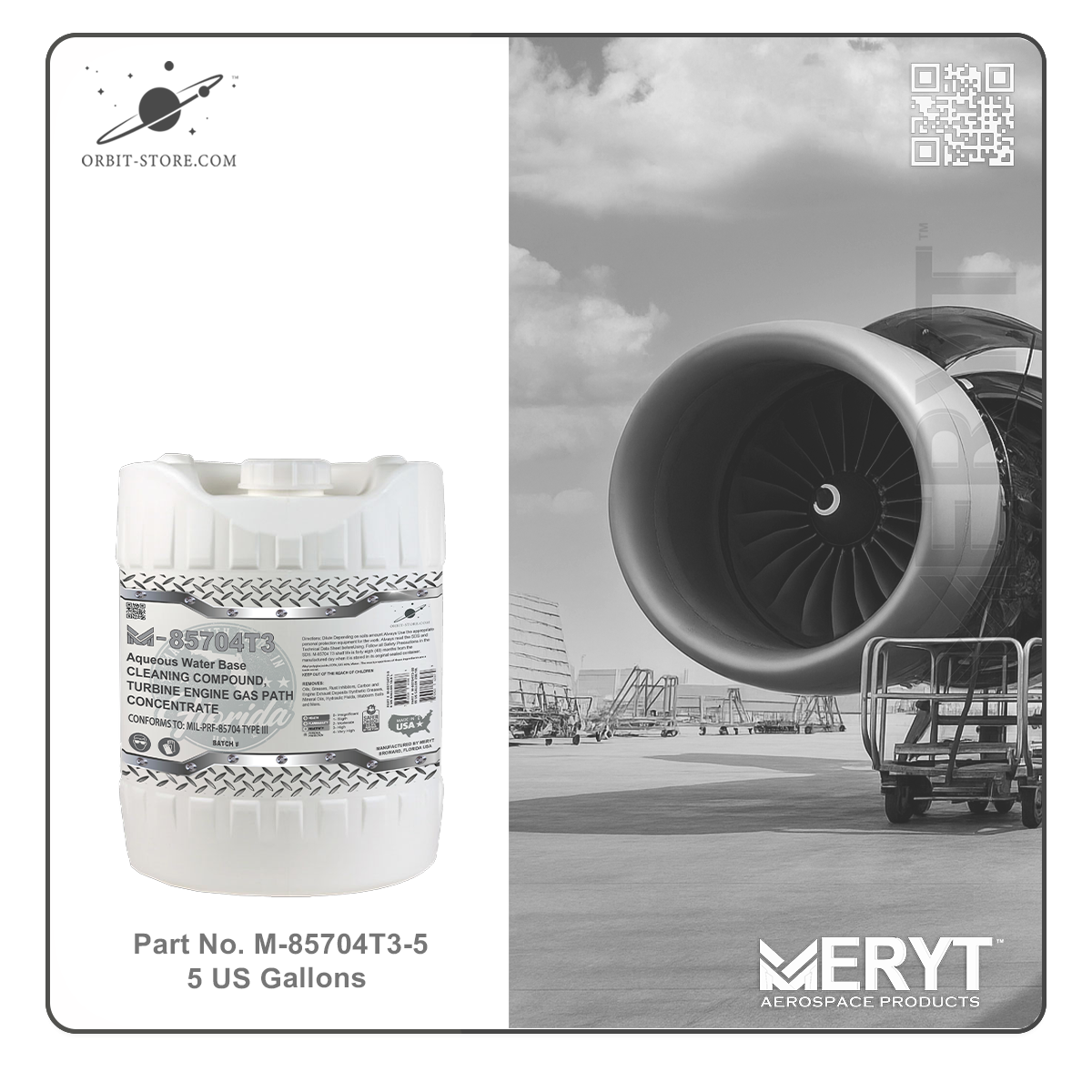 M85704T3-5 Turbine Engine Cleaner MIL-PRF-85704C  TYPE III CONCENTRATED 5 US Gallons