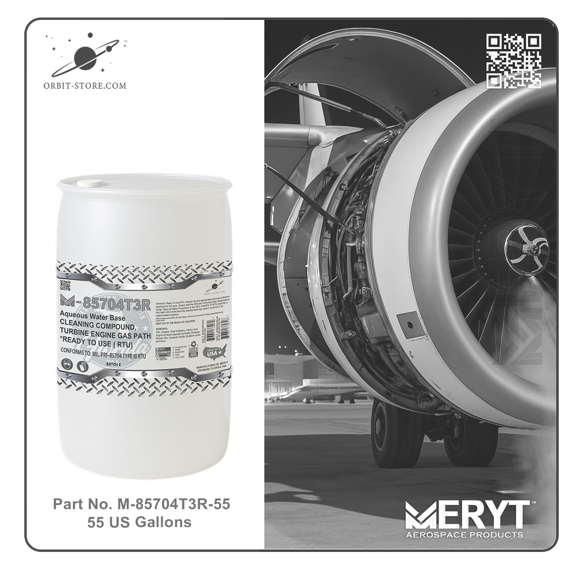 M85704T3R-55 Turbine Engine Cleaner MIL-PRF-85704C Type III RTU READY TO USE 55 US Gallons