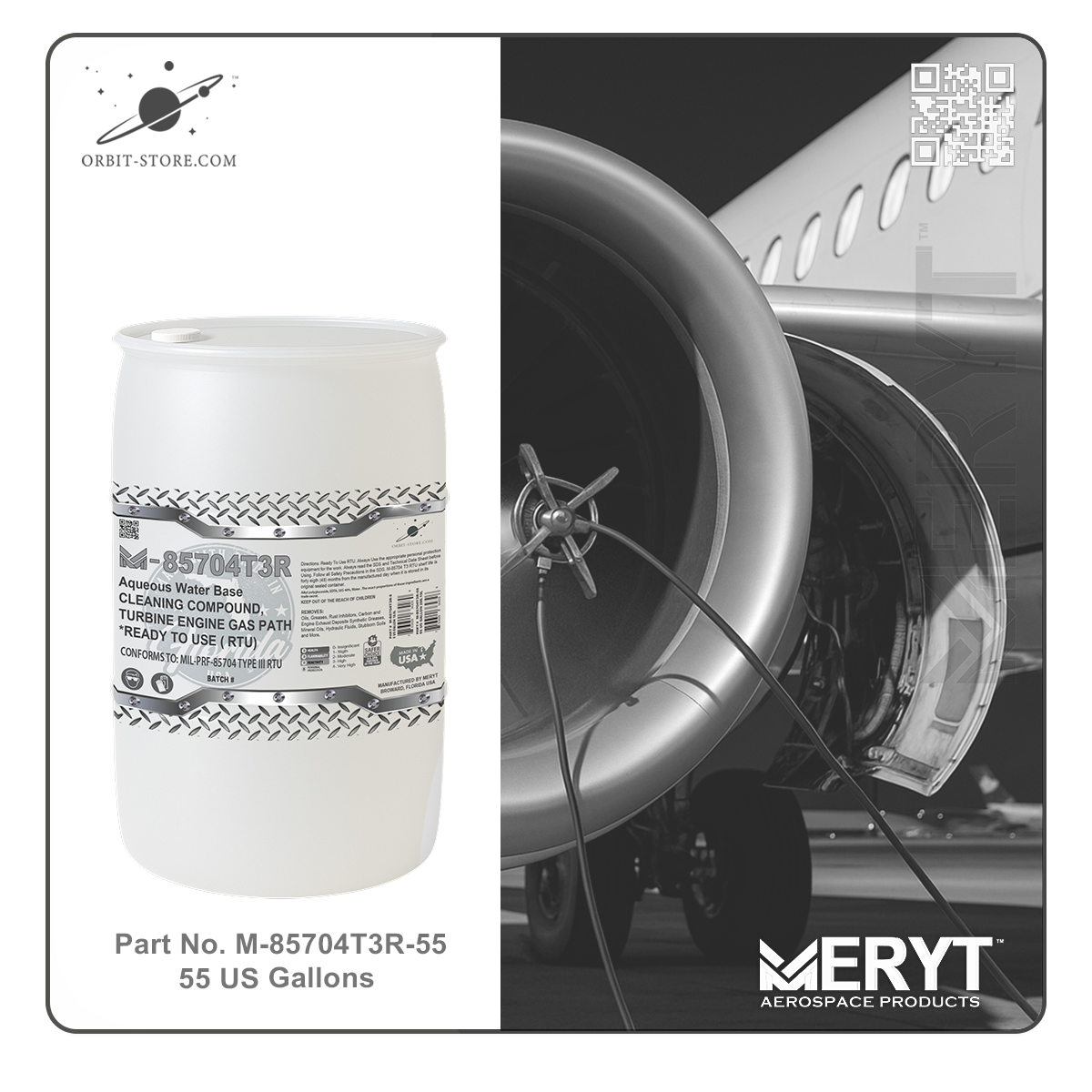 M85704T3R-55 Turbine Engine Cleaner MIL-PRF-85704C Type III RTU READY TO USE 55 US Gallons