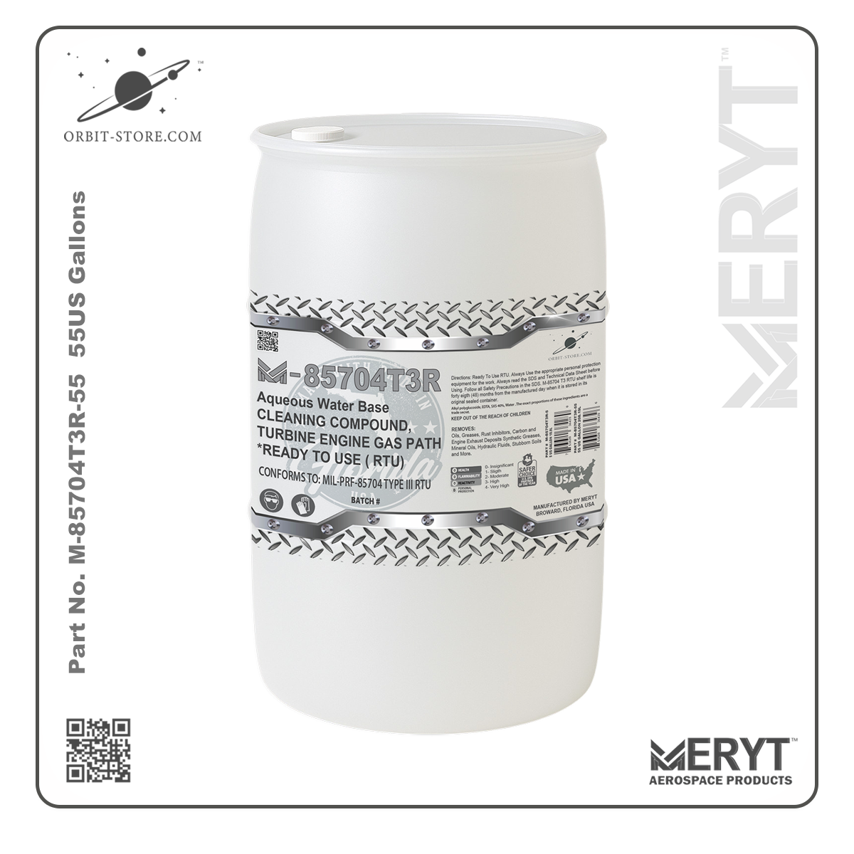 M85704T3R-55 Turbine Engine Cleaner MIL-PRF-85704C Type III RTU READY TO USE 55 US Gallons