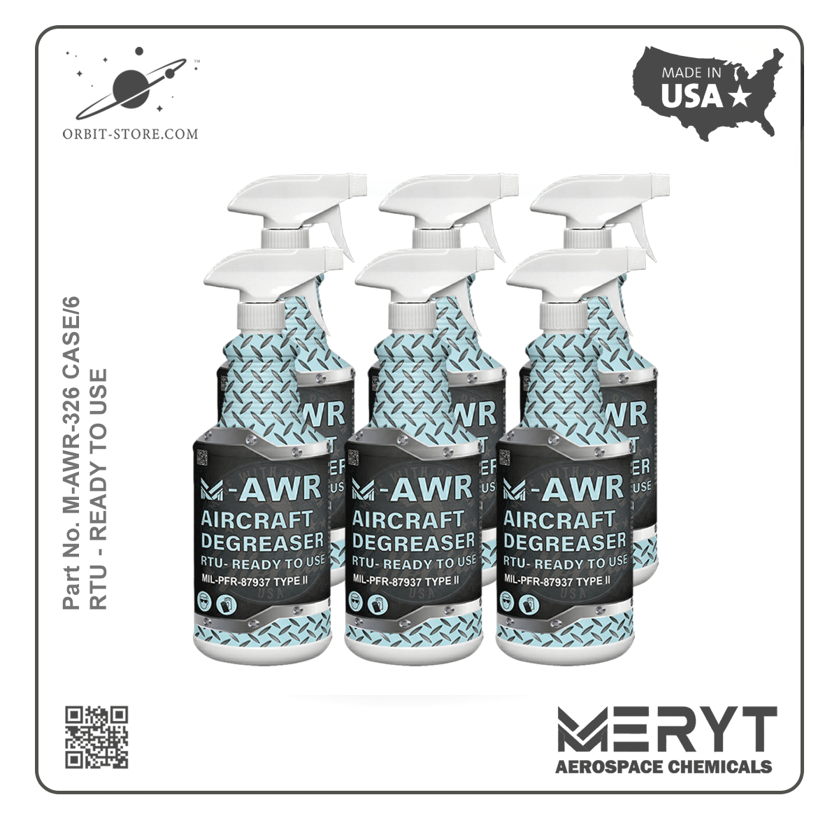 M-AWR-326 Aircraft Degreaser  MIL-PRF-87937 Type II CASE 6 32oz Spray Botle