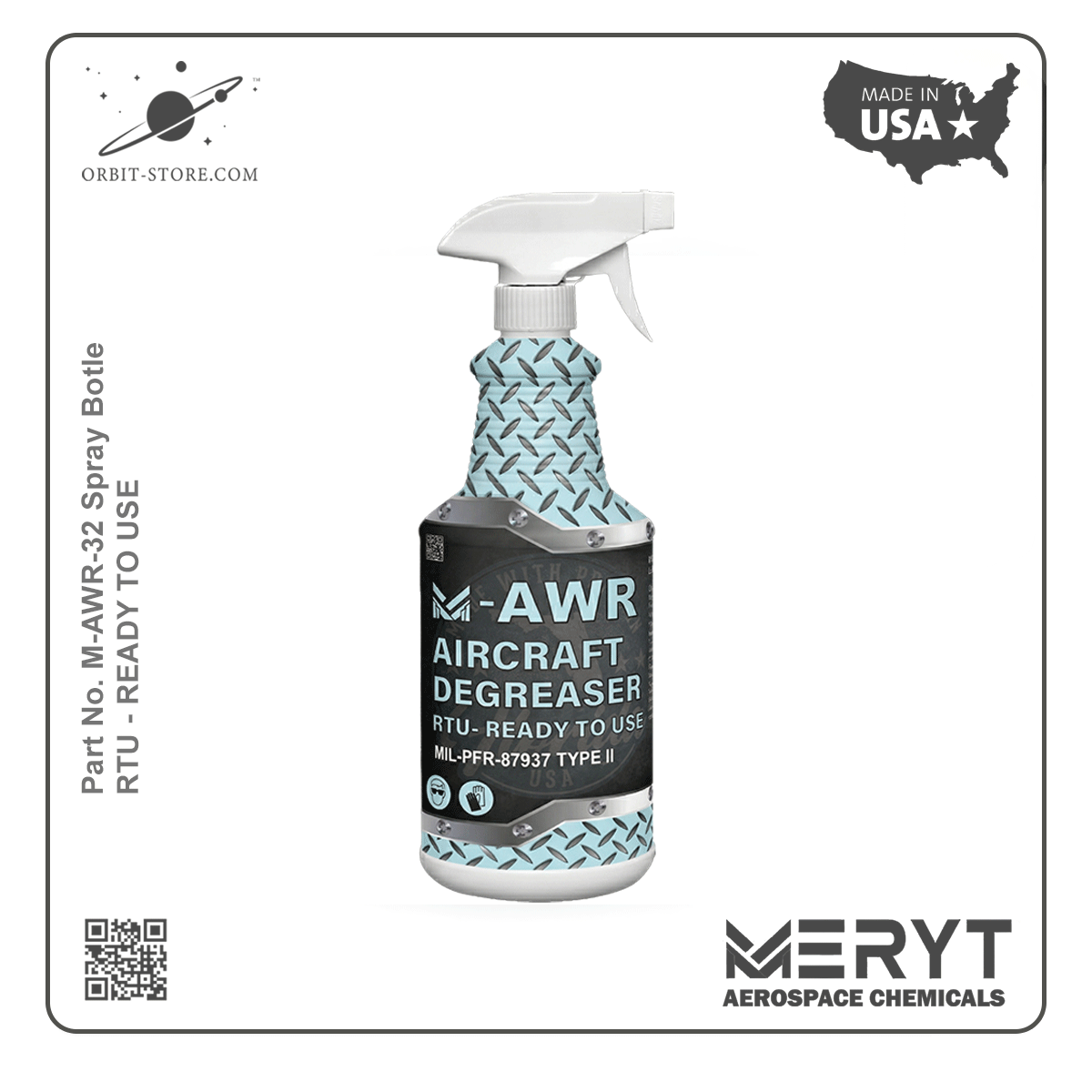 M-AWR-32 Aircraft Degreaser  MIL-PRF-87937D Type II 32oz Spray Bottle