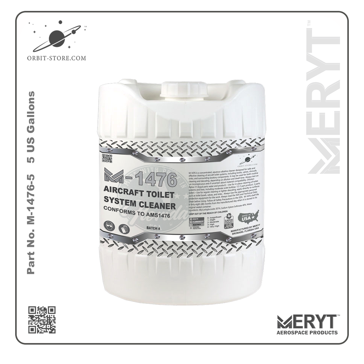 M1476-5 Aircraft Toilet Systems Cleaner AMS1476  5 US Gallons 18.9L
