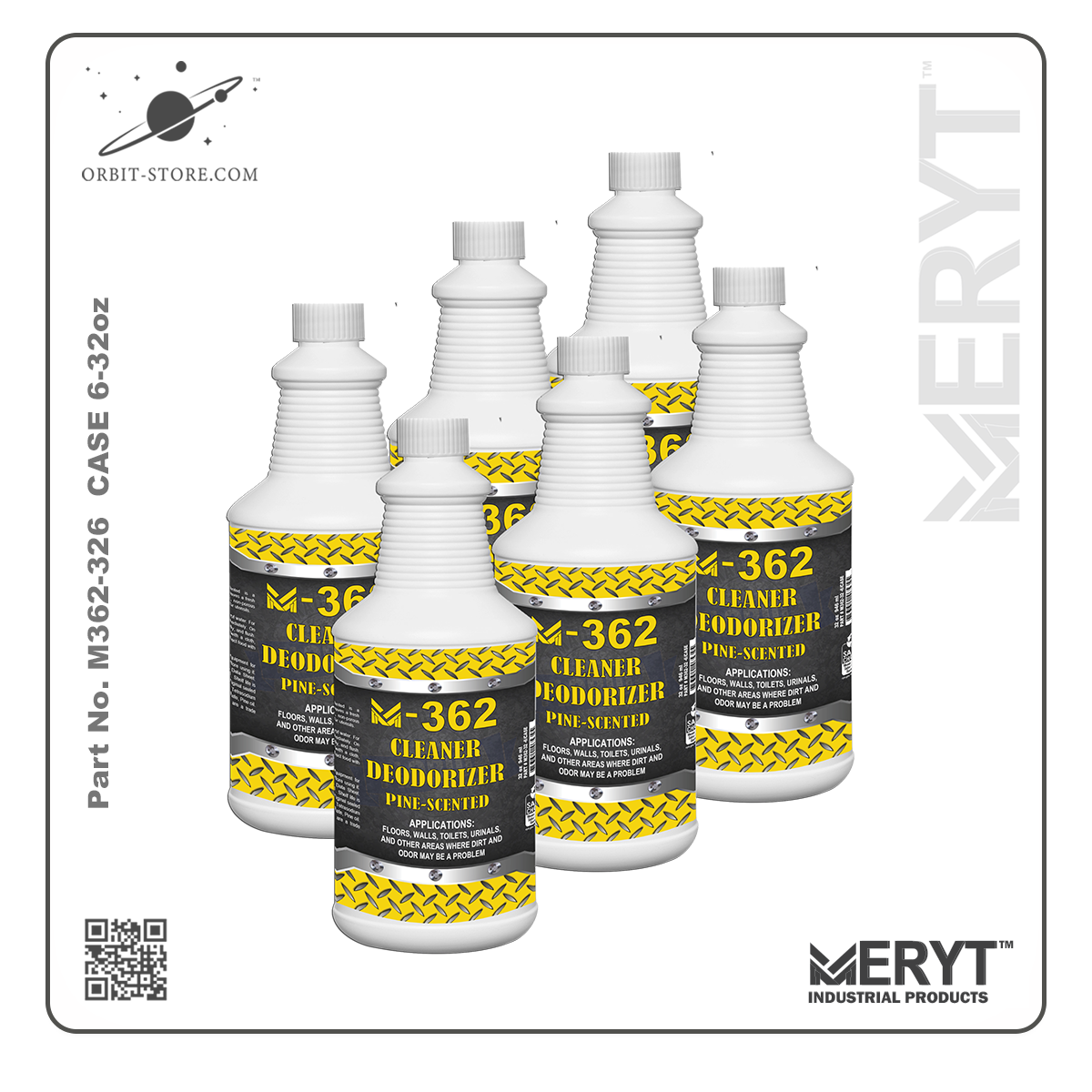M362-326  Industrial Strength Floor Cleaner and Deodorizer  Concentrate - Pine Scent  Case of 6 x 32 oz
