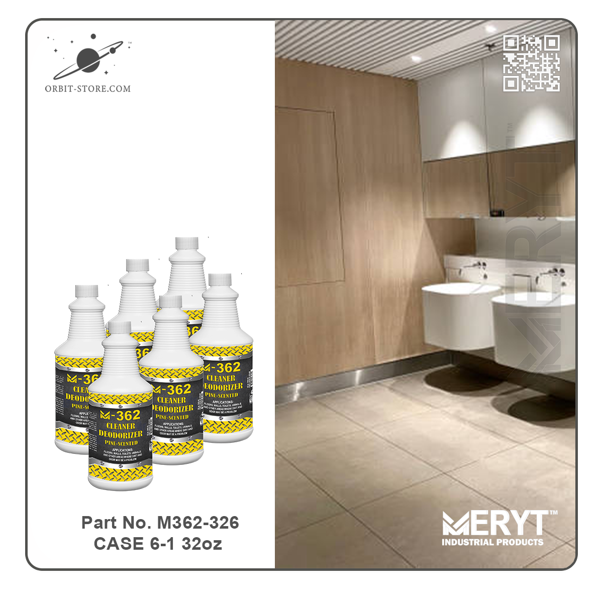 M362-326  Industrial Strength Floor Cleaner and Deodorizer  Concentrate - Pine Scent  Case of 6 x 32 oz